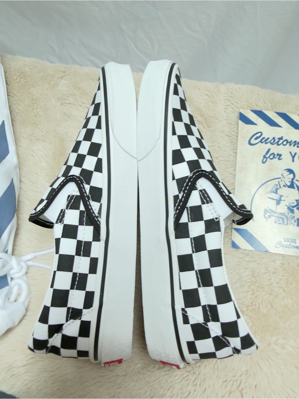 Custom Women’s Vans Checkerboard Slip-On Loafers - Black & White- new! Size 8W - Picture 8 of 10
